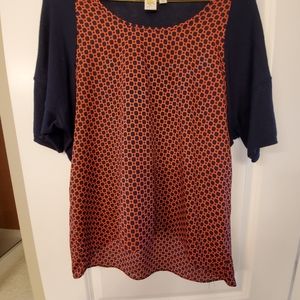 Anthro navy and orange top